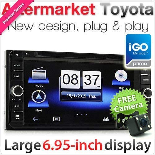 6.95 Inch FHD Double Din Bluetooth Car Stereo for Toyota Land Cruiser FJ Prado Hilux DVD CD Player Support Bluetooth SD/USB/AM/FM with iGo Map