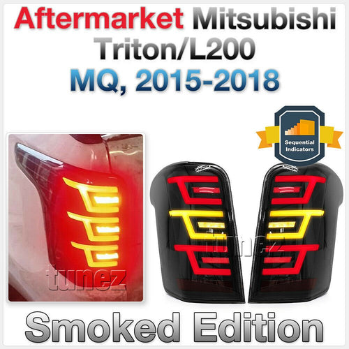 Smoked LED Tail Rear Lights Lamp For Mitsubishi Triton MQ 2016 2017 2018