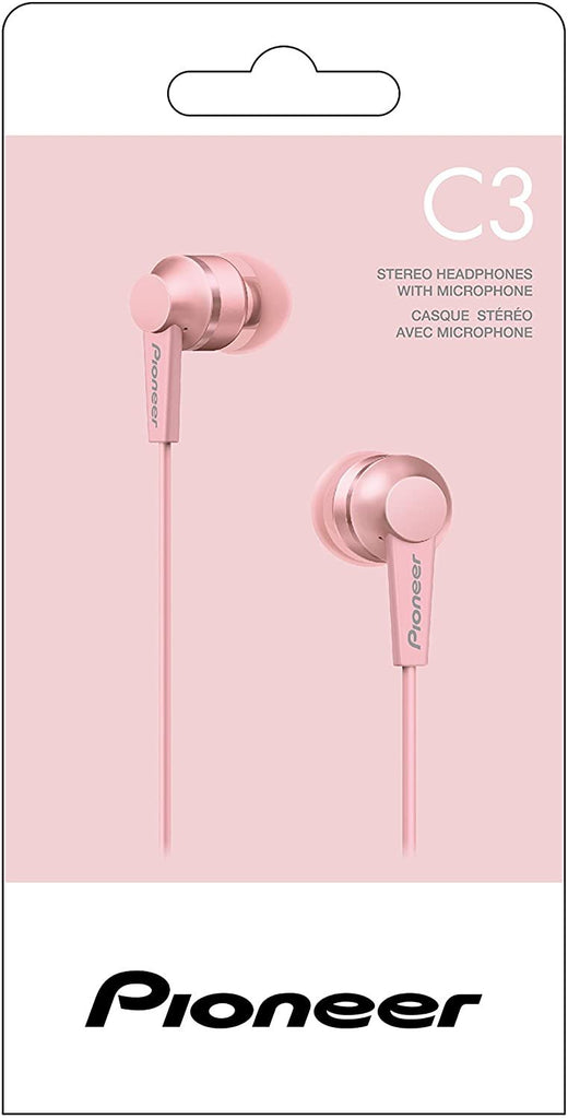 Pioneer C3 Lightweight in-Ear Headphone with Powerful 10 mm Driver and Aluminium Design - Pink