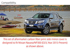 Glossy Carbon Fiber Print Side Mirror Cover For Nissan Navara NP300 D23 STX ST