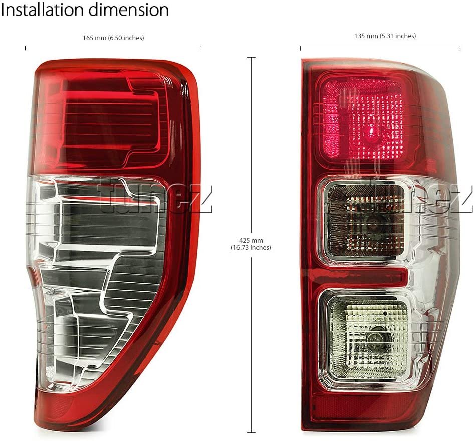 NEW Right Side Replacement Rear Tail Lights Lamp for Ford Ranger PJ PK 2012-2019 XL XLS XLT Wildtrak Ute Right-Hand-Side Tail Lamp With Bulbs & Globe OEM Edition