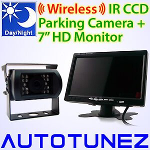 7" Screen Wireless Monitor 12V 24V Reversing Car CCD Camera Caravan Parking