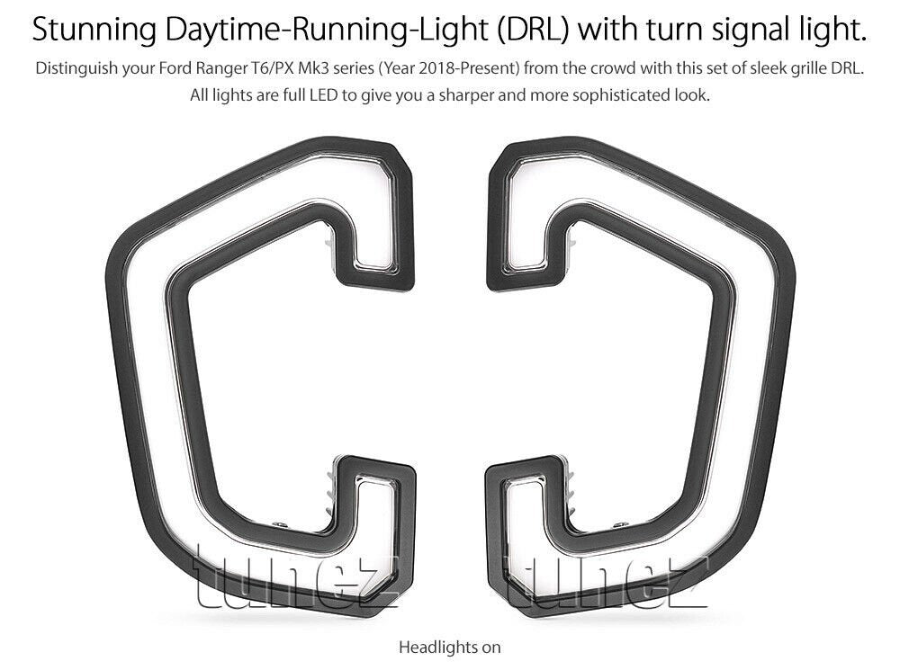 LED Daytime Running Light DRL For Ford Ranger T6 PX MK3 2018-2021 Pair Indicator