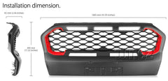 LED Matt Black Grille For Ford Ranger Wildtrak MK3 T6 PX Matte Grill Front Mesh