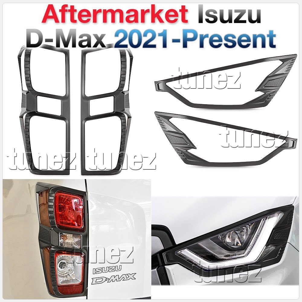 Black Front Rear Tail Light Head Lamp Cover For Isuzu D-Max DMax RG 2021 2022