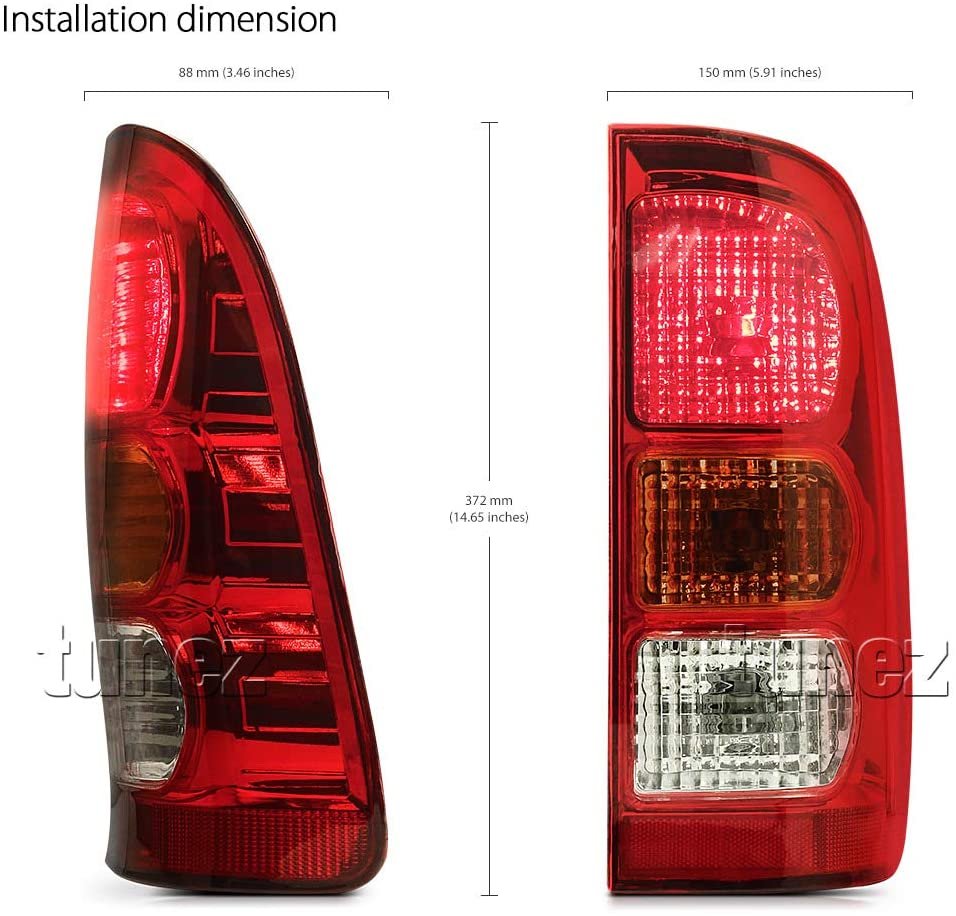 NEW Right Side Tail Light Rear Lamp for Toyota Hilux 7th Generation AN10 AN20 AN30 KUN26R SR SR5 Workmate 2004-2015 Replacement Right-Hand-Side Tail Lamps With Bulbs & Globe Facelift Edition
