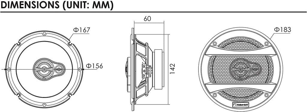 Nakamichi NSE1658 6.5-inches Car Stereo 3 Way Coaxial Speaker 360 Watts Peak Power 50-21kHz Frequency Response