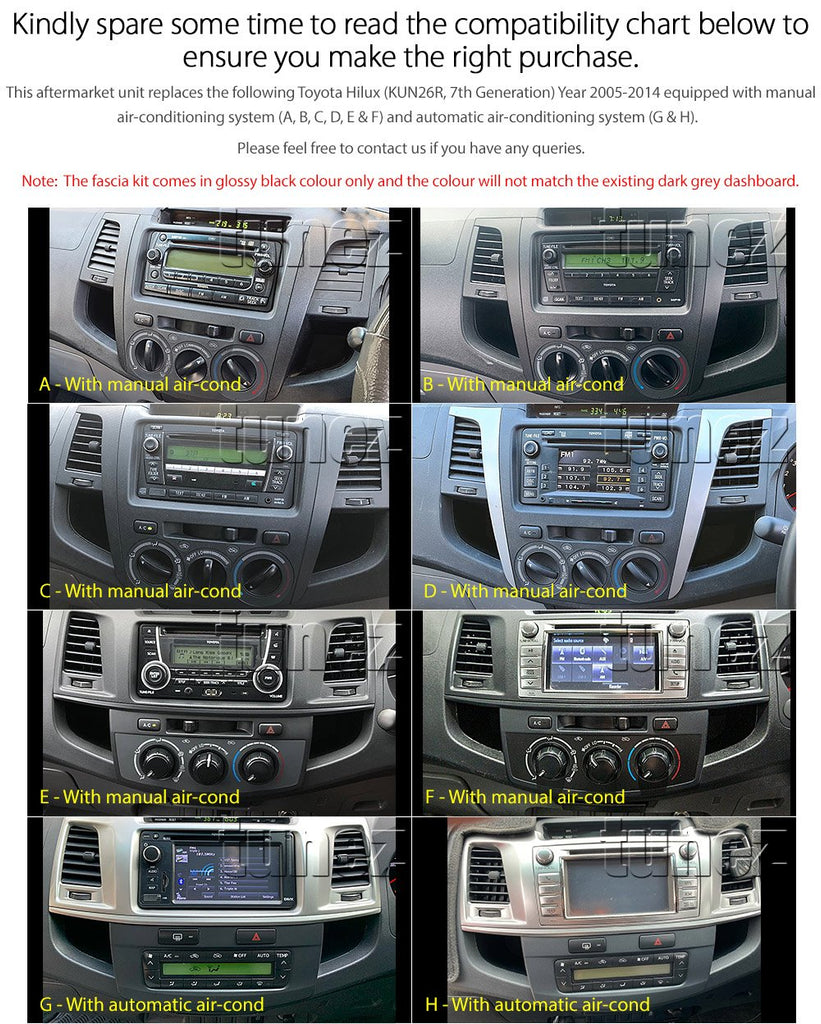 Apple CarPlay Android Auto Stereo Radio For Toyota Hilux 2006-2013 MP3 MP4 GPS