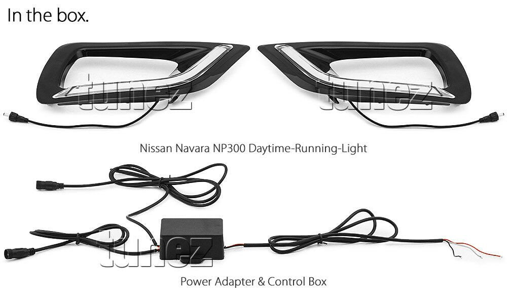 LED Daytime Running Light DRL For Nissan Navara NP300 D23 Fog Lamp Glossy Black