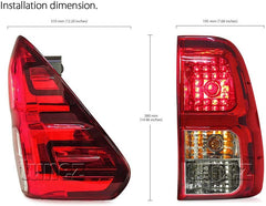 Tail Rear Lamp Light Replacement For Toyota Hilux 8th Generation (AN120, AN130, GUN1, Year 2015-2021), Workmate SR SR5 Rouge Rugged X (Pair)