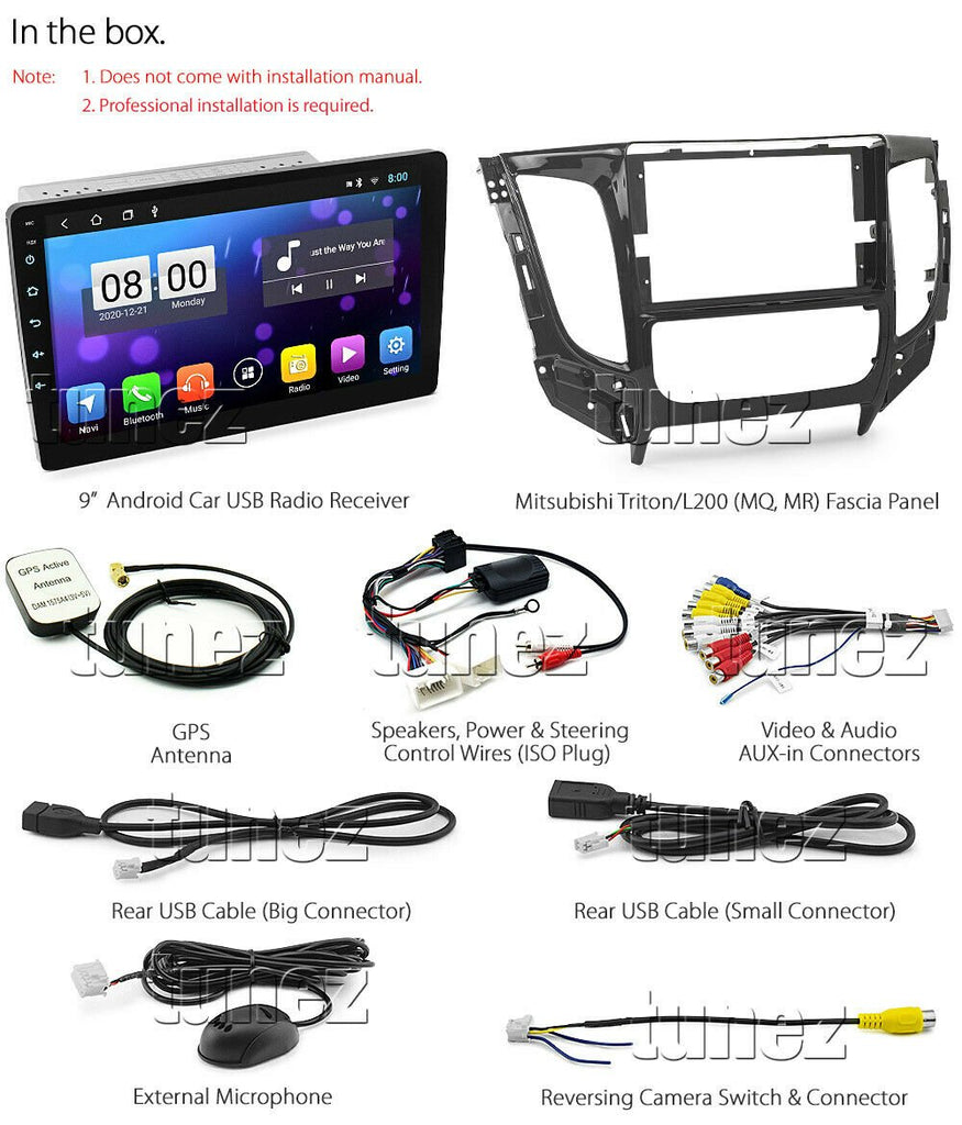 9" Android MP3 Car Player For Mitsubishi Triton MQ MR 2016-2018 MP4 Radio Fascia